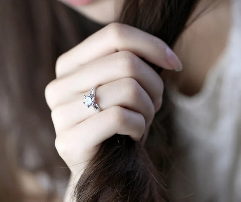 925 Sterling Silver Classic Diamond Ring for Women