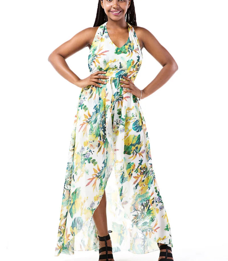 Bohemia Floral Maxi Dress – Sleeveless Holiday Dress for Women