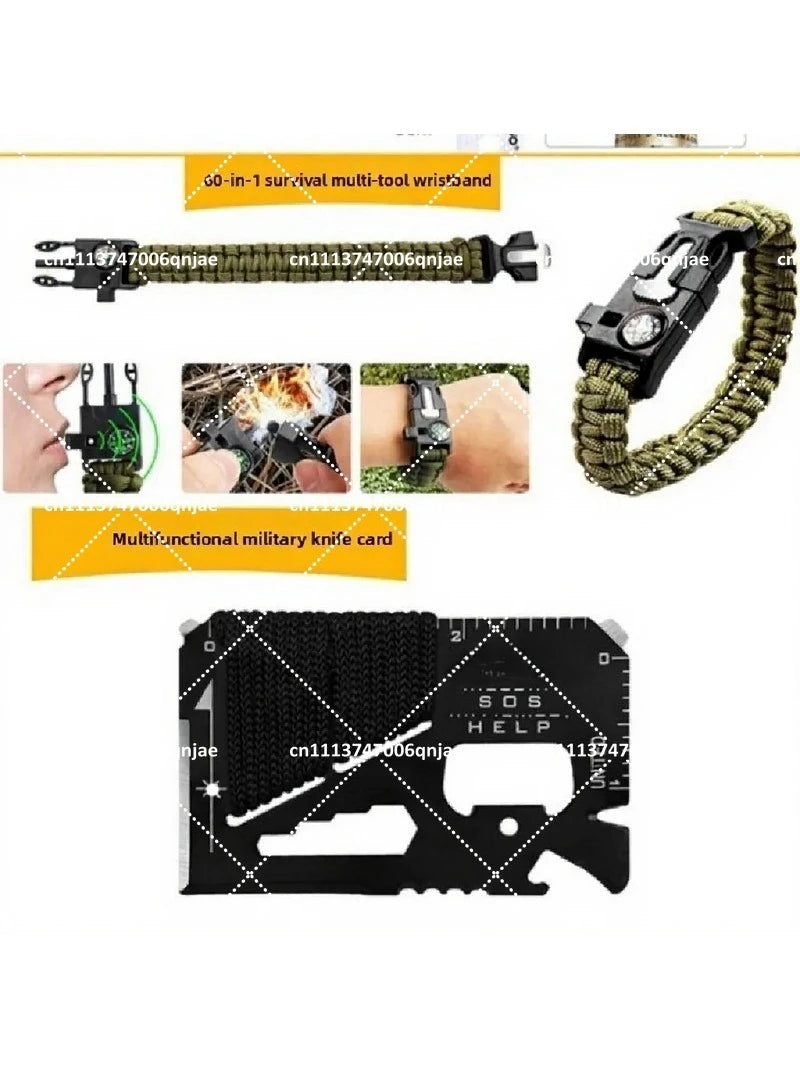 60-in-1 Multifunctional Survival Kit Camping Tool Set Outdoor Emergency Gear for Hiking Adventure