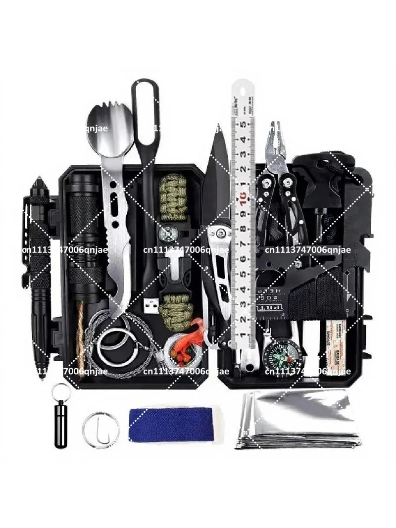 60-in-1 Multifunctional Survival Kit Camping Tool Set Outdoor Emergency Gear for Hiking Adventure