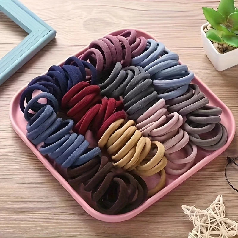 Boho Seamless Elastic Hair Ties – 50/100pcs Ponytail Holders