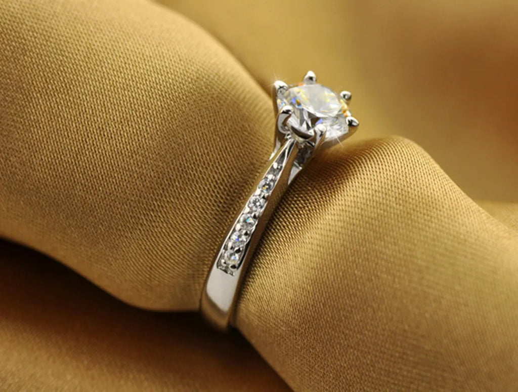 925 Sterling Silver Classic Diamond Ring for Women