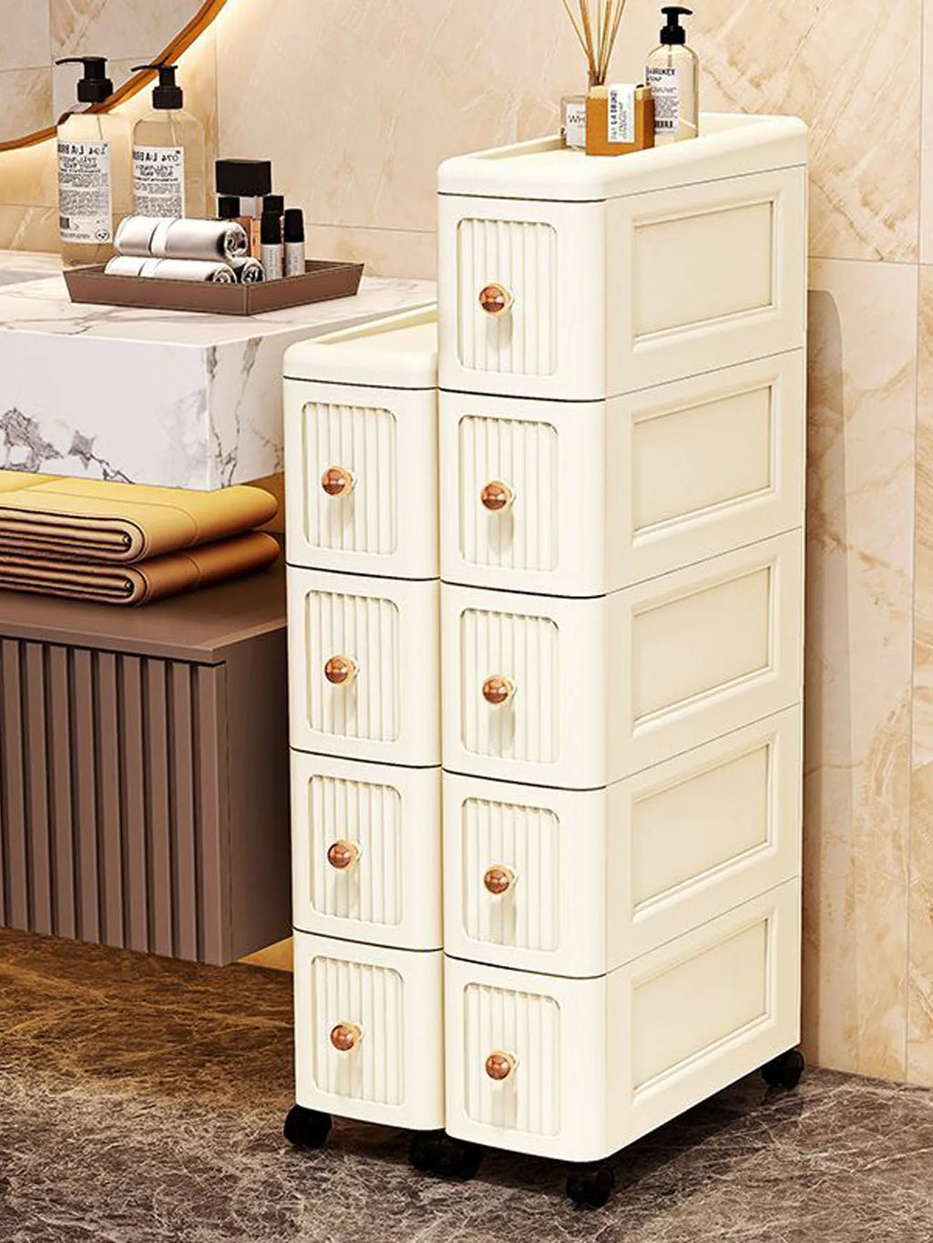 15CM Wide Gap Storage Cabinet – Narrow Shelf for Kitchen Fridge & Under Table, Thick Organizer for Small Spaces, Space-Saving Un