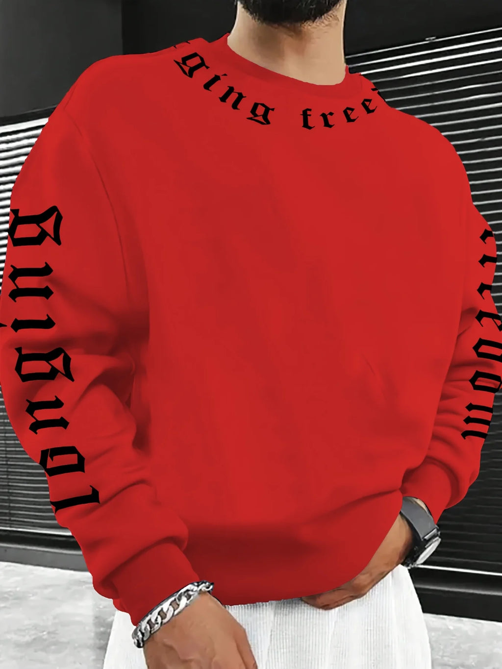 2026 Autumn/Winter Men's Round-neck Sweatshirt with Letter Print - Comfortable Soft Casual Fashionable Outdoor Men's Clothing