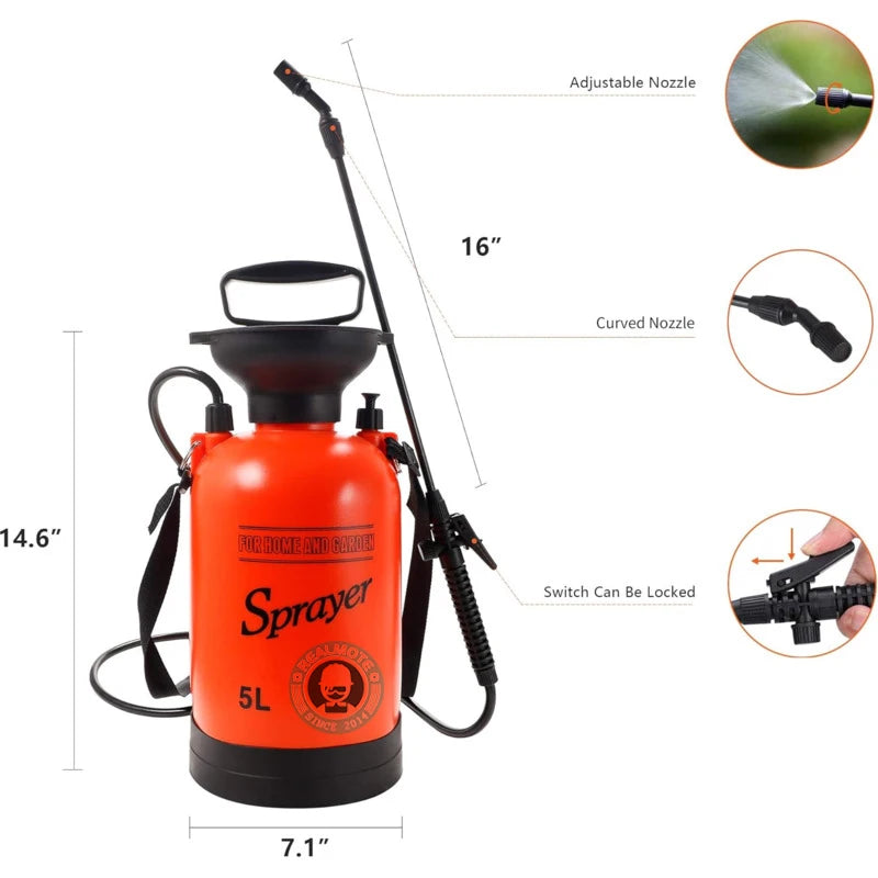 5L Hand Pump Pressure Sprayer for Garden & Lawn