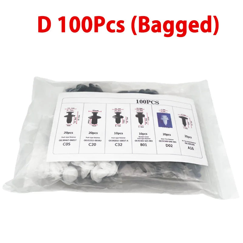 Car Body Fastener Clip Kit – 100/50pcs Mixed Push Retainer Pin & Rivet Set