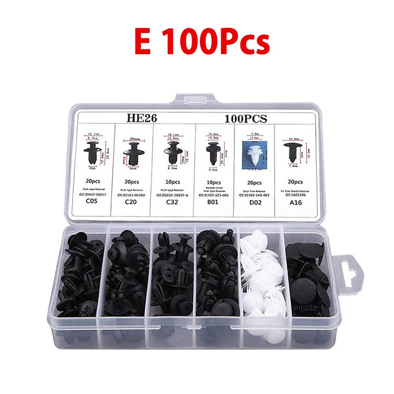 Car Body Fastener Clip Kit – 100/50pcs Mixed Push Retainer Pin & Rivet Set