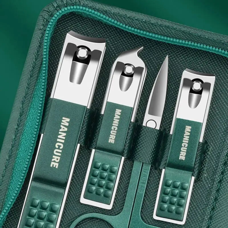 Professional Manicure & Pedicure Set – 6–9pcs Stainless Steel with Leather Case