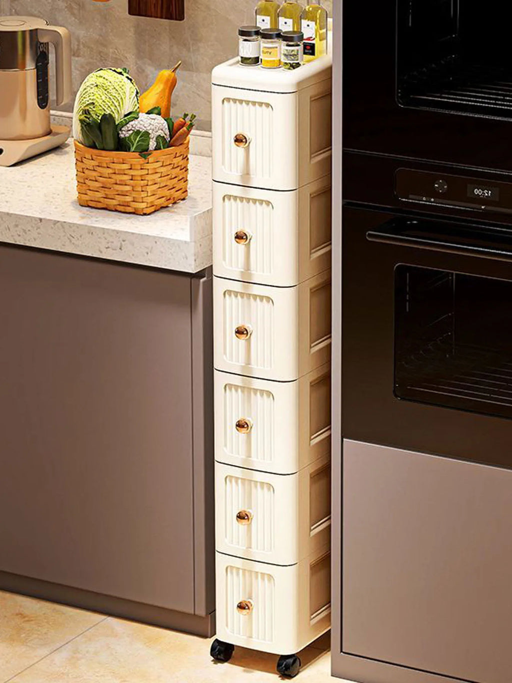 15CM Wide Gap Storage Cabinet – Narrow Shelf for Kitchen Fridge & Under Table, Thick Organizer for Small Spaces, Space-Saving Un
