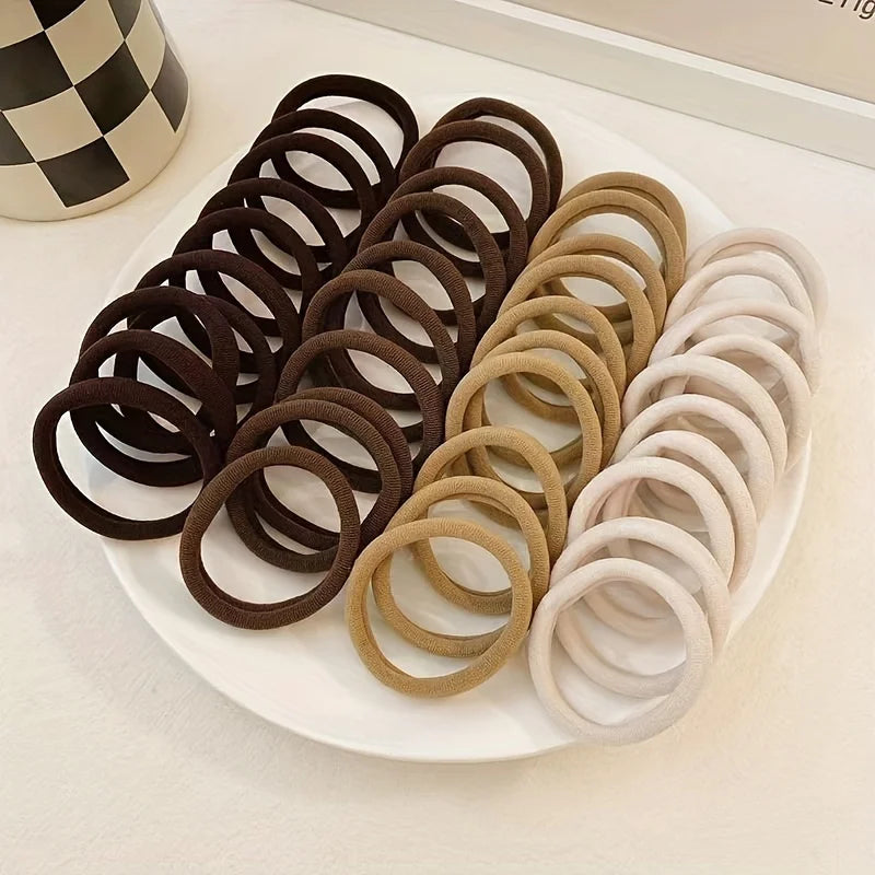 Boho Seamless Elastic Hair Ties – 50/100pcs Ponytail Holders