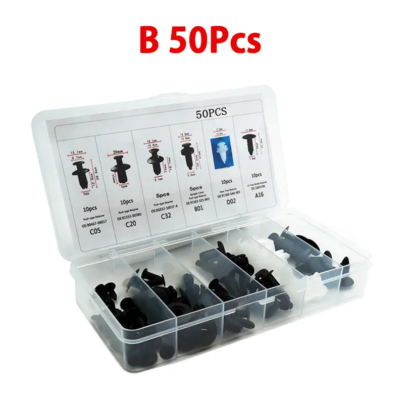Car Body Fastener Clip Kit – 100/50pcs Mixed Push Retainer Pin & Rivet Set