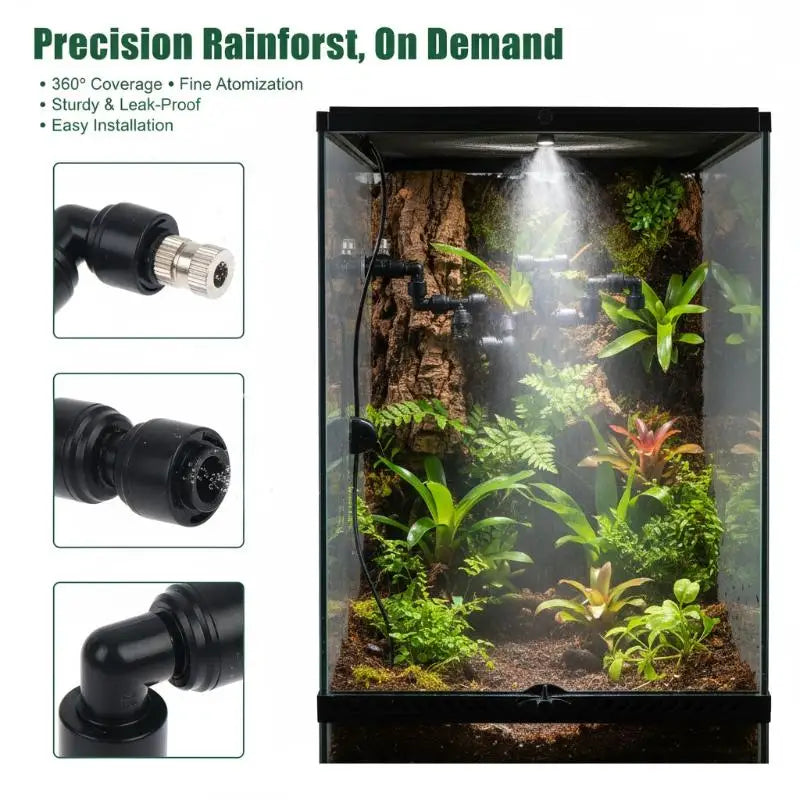 360° Reptile Mist Sprinkler – Adjustable Fogger for Frogs & Geckos