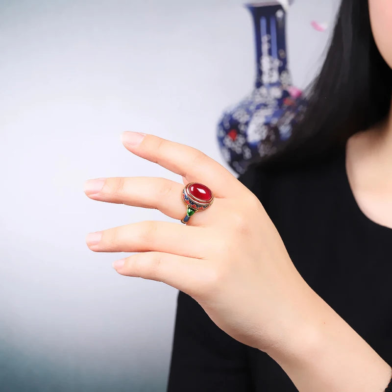 Ancient Gold Carnelian Enamel Ring – Bridal & Festive Jewellery