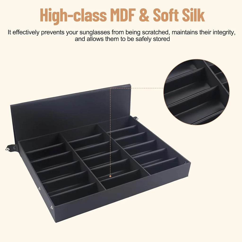 18-Slot Sunglasses Organizer – Multiple Eyewear Display & Storage Case