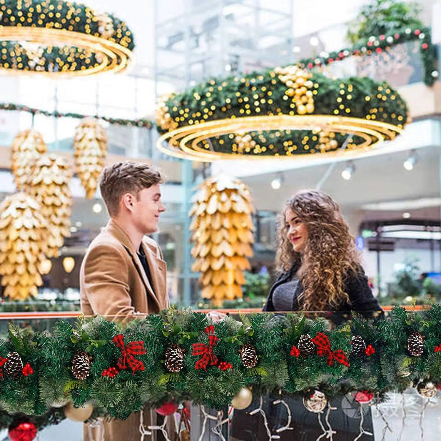 270cm 50-light Christmas Tree Decoration Artificial Plants Light String Ornaments Outdoor Room Table Fake Plants Decoration
