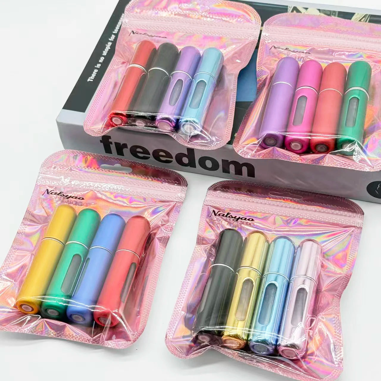 Mini Travel Perfume Atomizer – 4pcs Refillable Aluminium Spray Bottles (5ml)