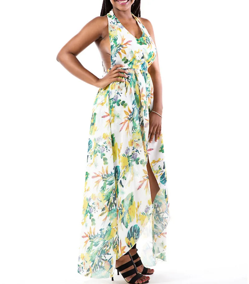 Bohemia Floral Maxi Dress – Sleeveless Holiday Dress for Women