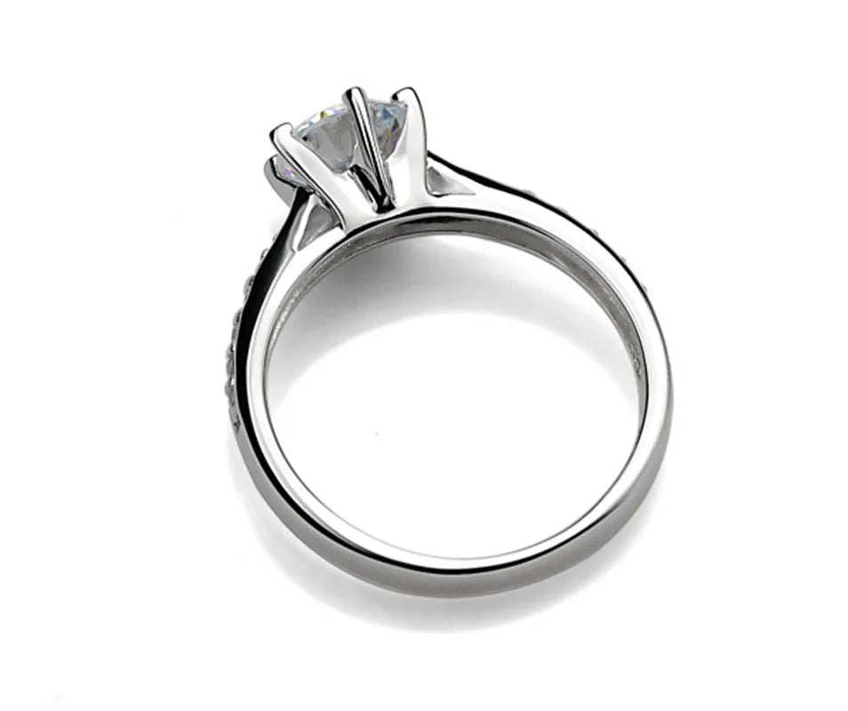 925 Sterling Silver Classic Diamond Ring for Women