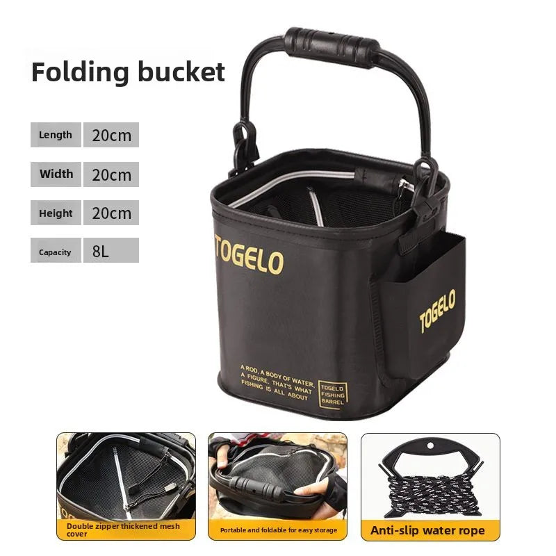 Foldable Fishing Bucket with Lid – Portable Live Fish Box
