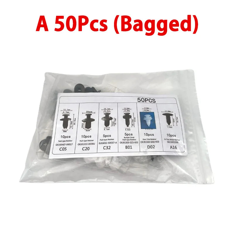 Car Body Fastener Clip Kit – 100/50pcs Mixed Push Retainer Pin & Rivet Set