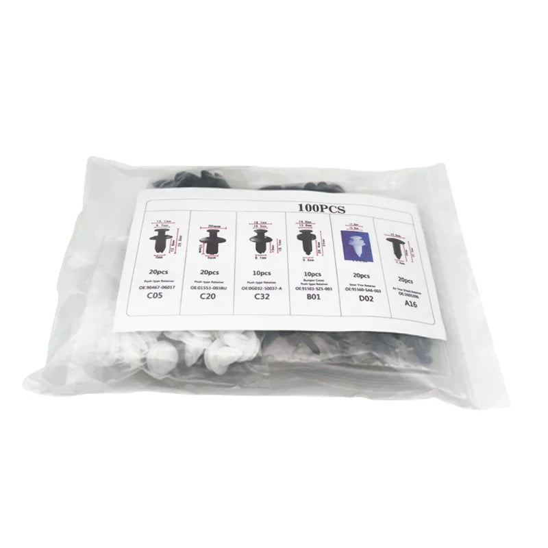 Car Body Fastener Clip Kit – 100/50pcs Mixed Push Retainer Pin & Rivet Set
