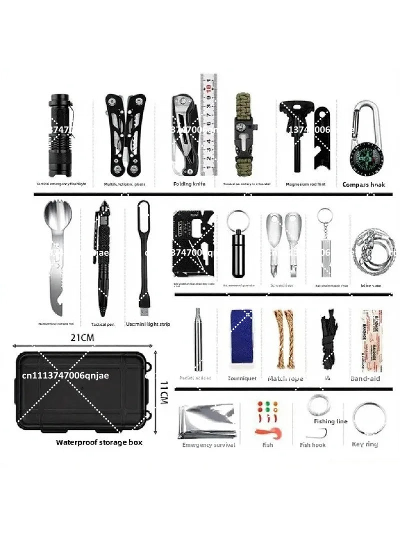 60-in-1 Multifunctional Survival Kit Camping Tool Set Outdoor Emergency Gear for Hiking Adventure