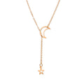 New Simple Moon Star Pendant Choker Necklace Simple Gold Color Alloy Charm Chain Collares Necklace For Women Party Jewelry