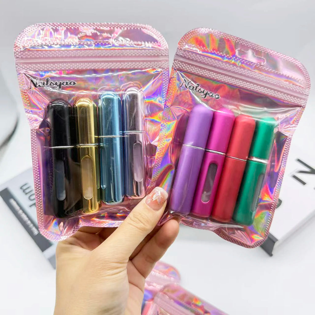 Mini Travel Perfume Atomizer – 4pcs Refillable Aluminium Spray Bottles (5ml)