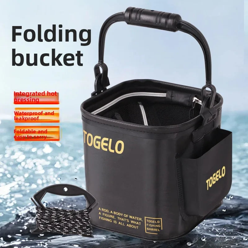 Foldable Fishing Bucket with Lid – Portable Live Fish Box