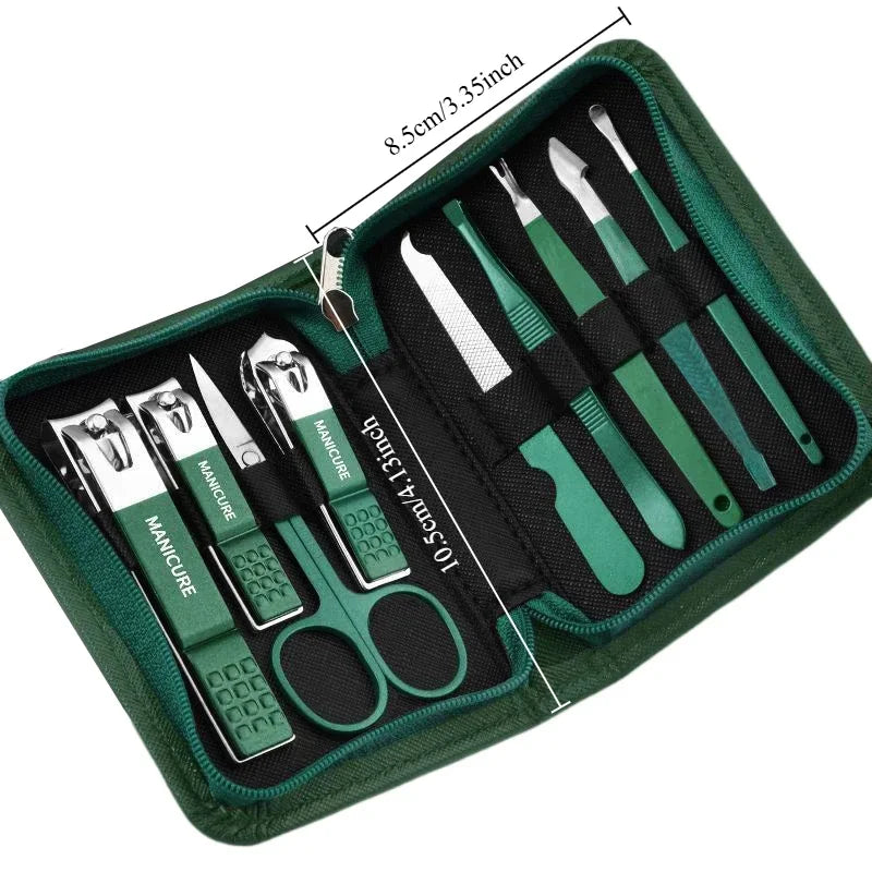 Professional Manicure & Pedicure Set – 6–9pcs Stainless Steel with Leather Case