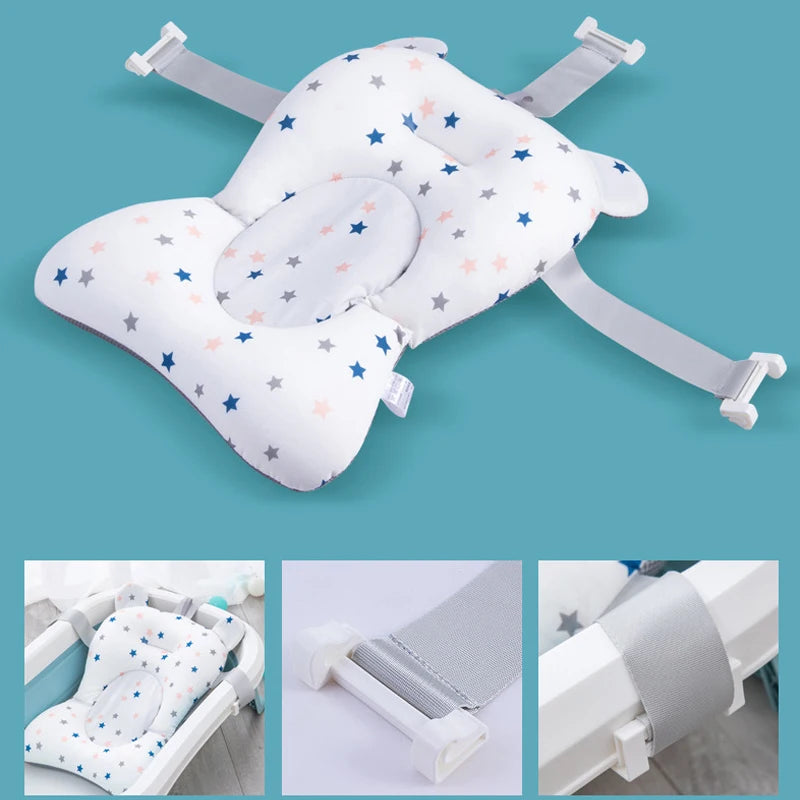 PANGDUBE Baby Bath Seat Newborn Bathtub Cushion Adjustable Support Pad with Non-Slip Mat 0-12 Months Shower Safety Float