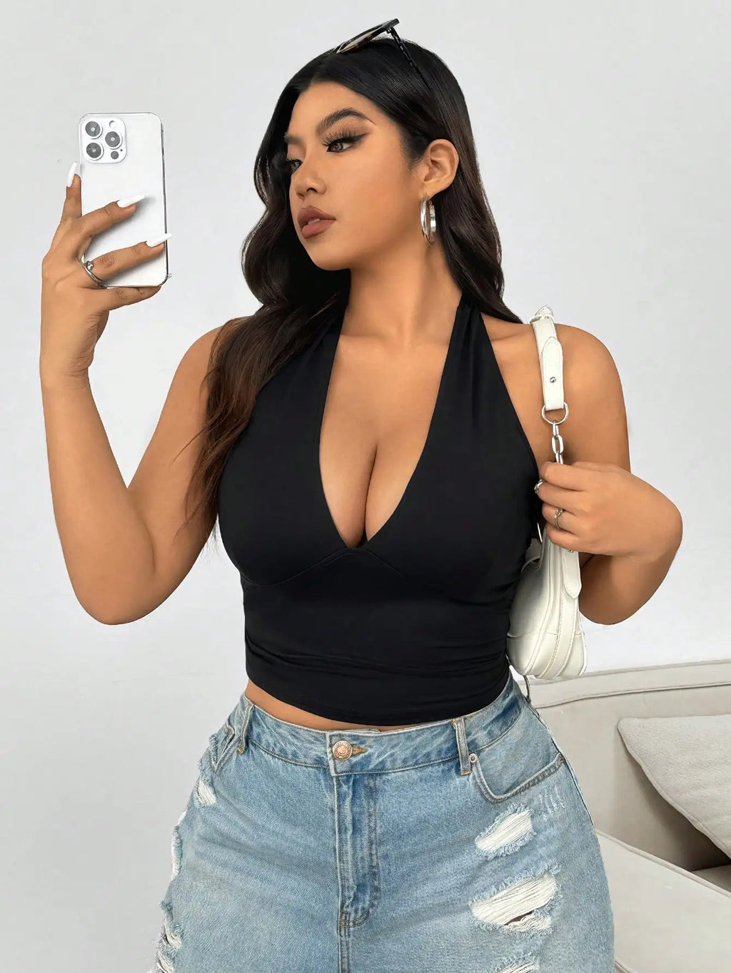 New fashion solid color plus size women's fashion sexy versatile women's clothing halter top vest