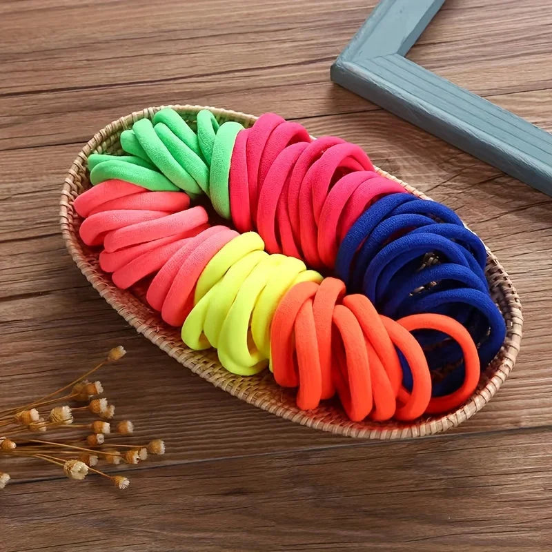 Boho Seamless Elastic Hair Ties – 50/100pcs Ponytail Holders
