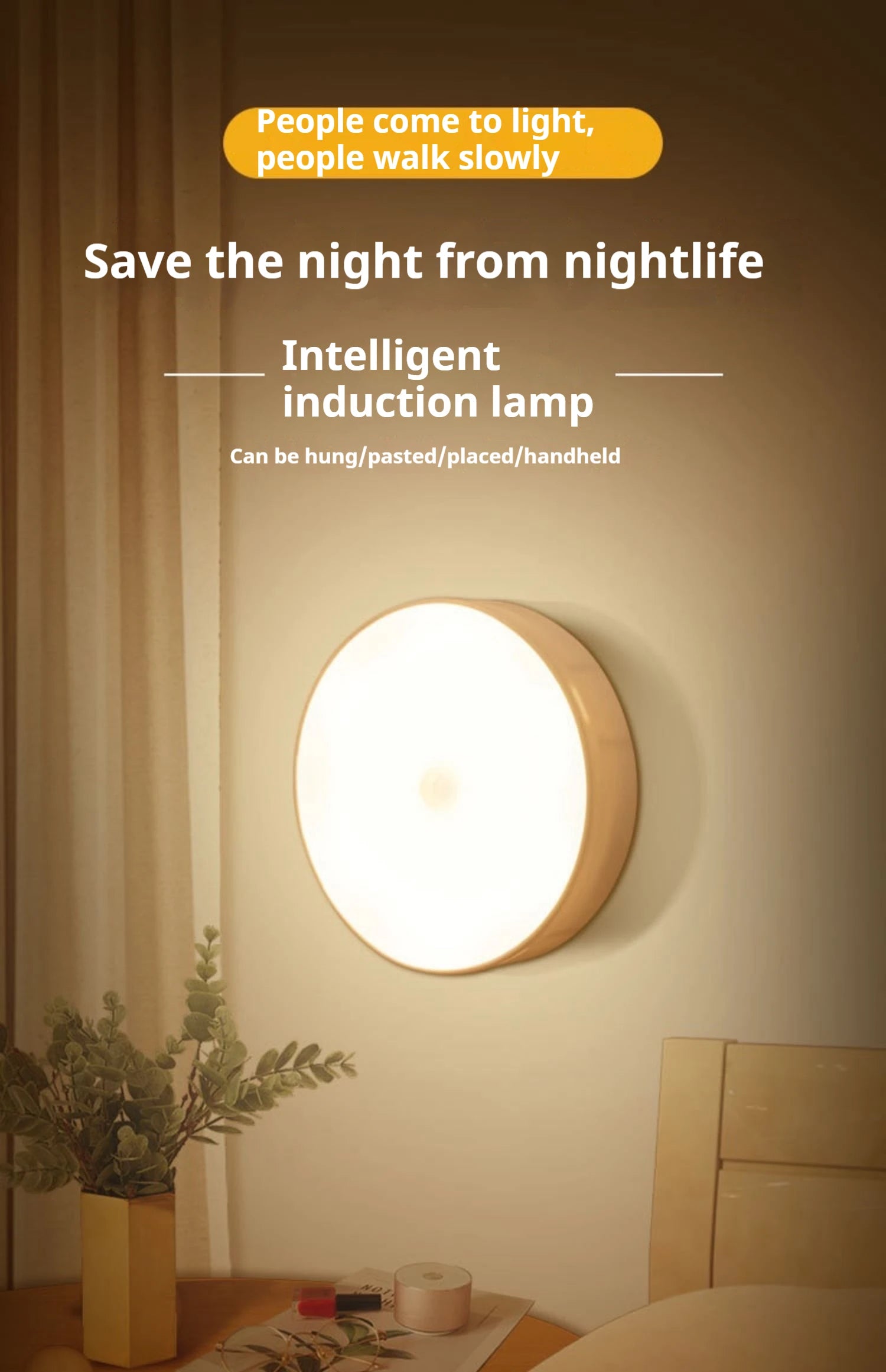 Motion Sensor Night Light – Wireless LED Detector Lamp for Bedroom & Staircase