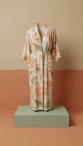 Botanical Silk Robe with Painted Florals
