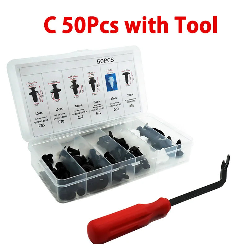 Car Body Fastener Clip Kit – 100/50pcs Mixed Push Retainer Pin & Rivet Set