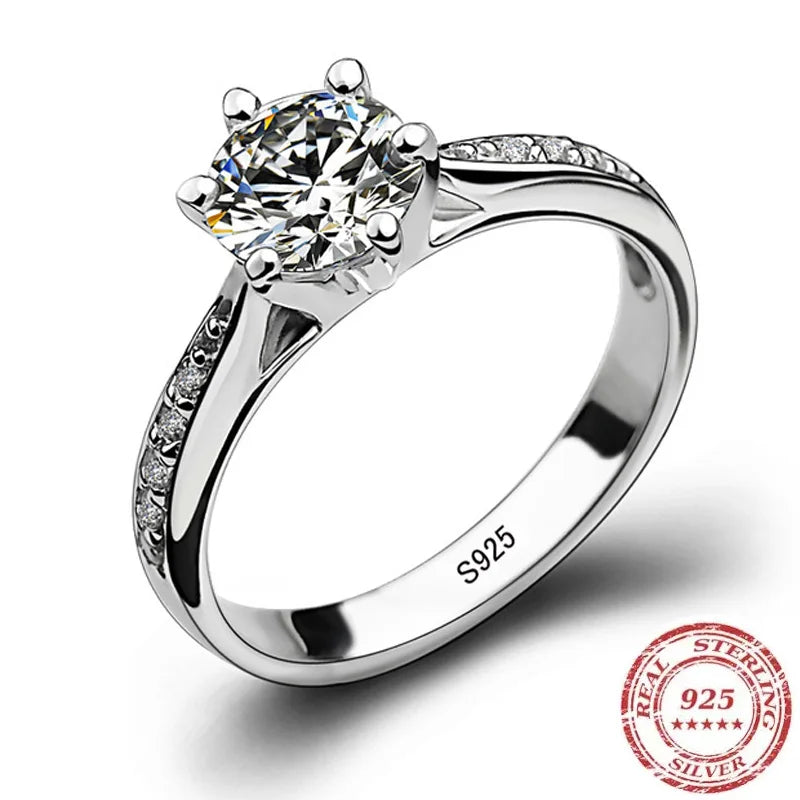 925 Sterling Silver Classic Diamond Ring for Women