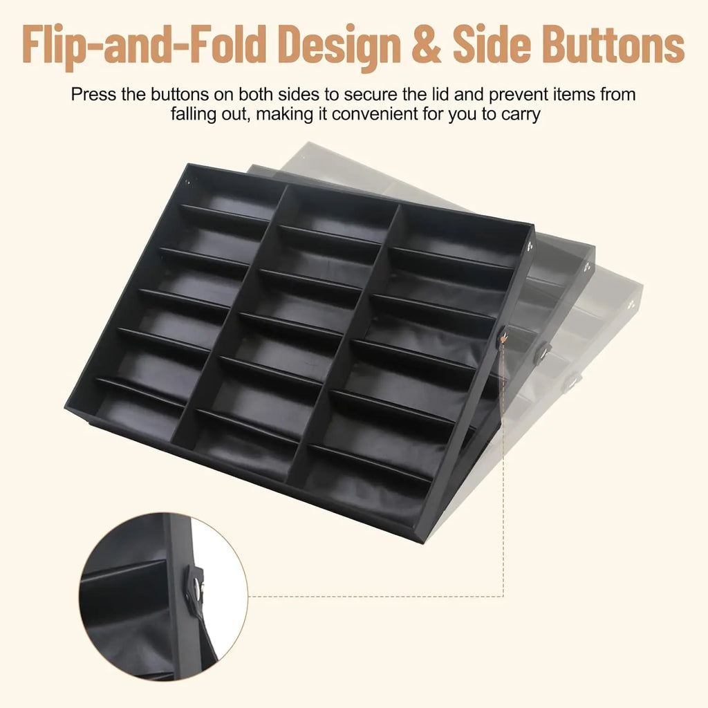 18-Slot Sunglasses Organizer – Multiple Eyewear Display & Storage Case