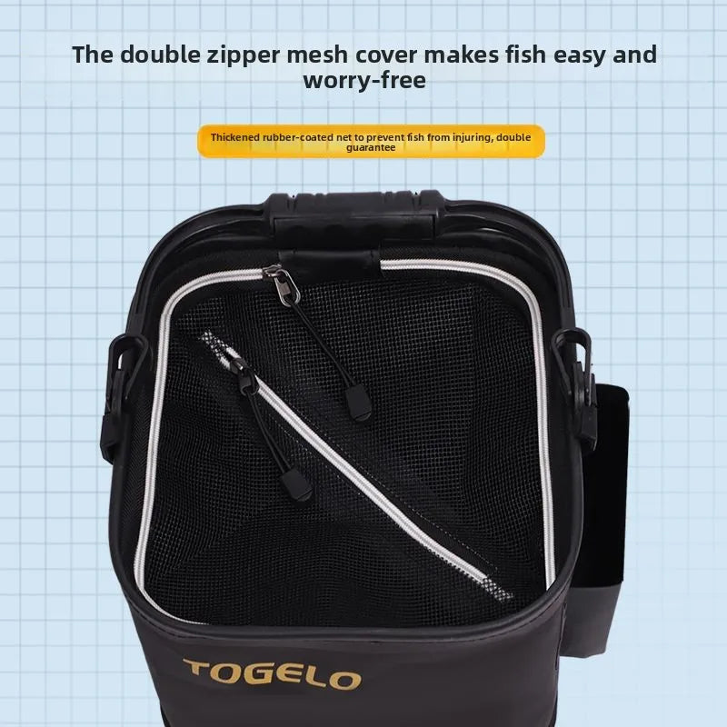 Foldable Fishing Bucket with Lid – Portable Live Fish Box
