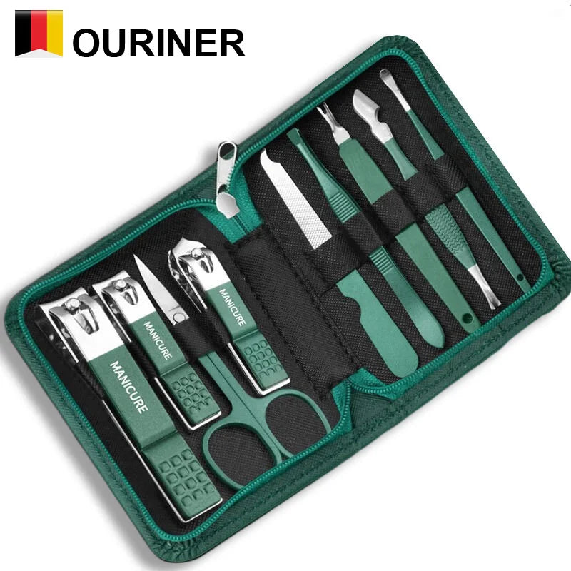 Professional Manicure & Pedicure Set – 6–9pcs Stainless Steel with Leather Case