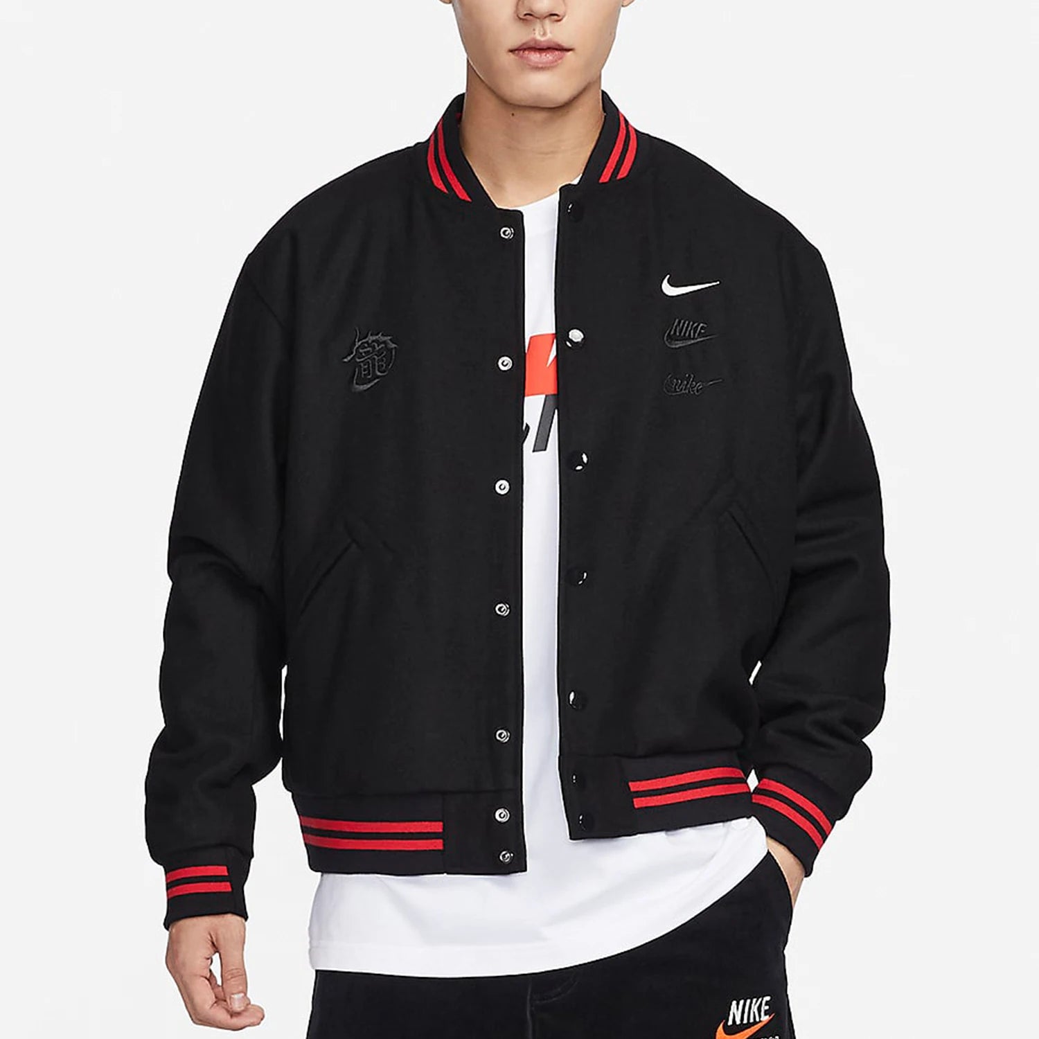 Nike Official Genuine Dragon Year Men's Sport Casual Loose Jacket Baseball Jersey FZ6372-010